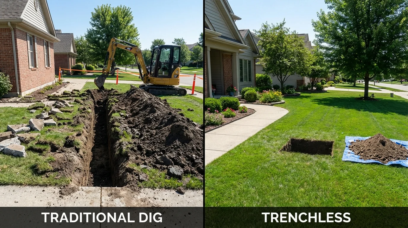 Trenchless sewer repair with minimal yard damage versus traditional excavation in Frisco, CO